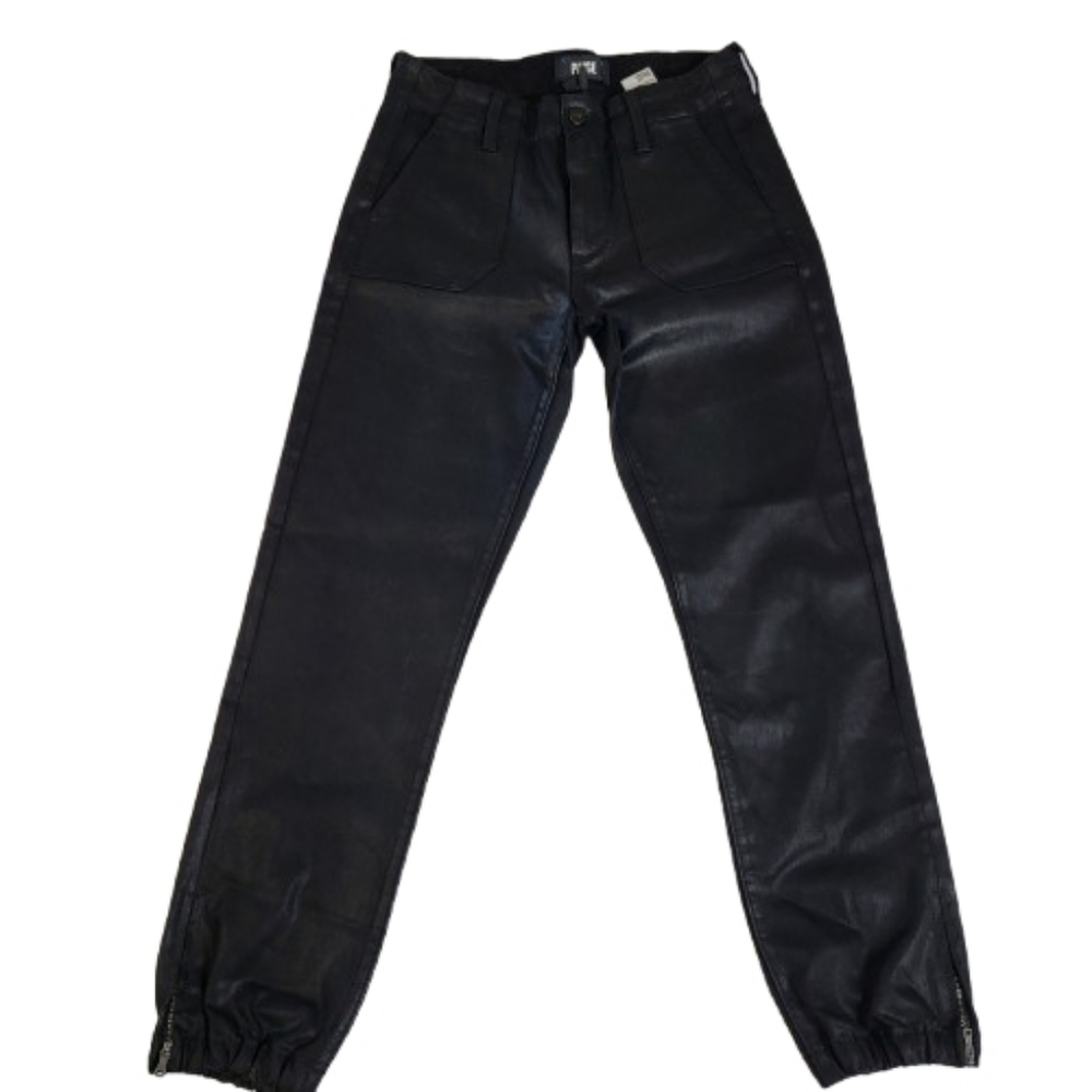 Paige Mayslie Jogger Black Coated Pants‎ Utility Slim Fit Moto Goth Women's 27